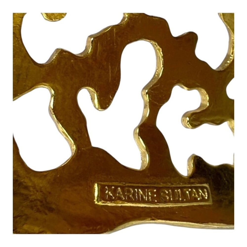 Karine Sultan 24k-GP Hammered Wide Cuff Adjustable Bracelet  w/ Cutout Design - Picture 5 of 9
